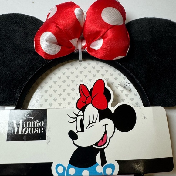 Disney Minnie Mouse Red Polka Dot Bow Ears Headband - Picture 2 of 5